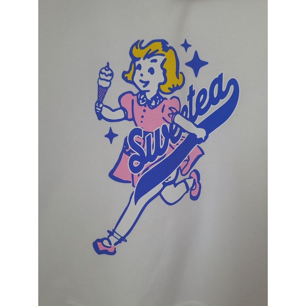 Sweetea Try Something Sweet Graphic White Hoodie Pullover Unisex Sz S - Picture 4 of 6